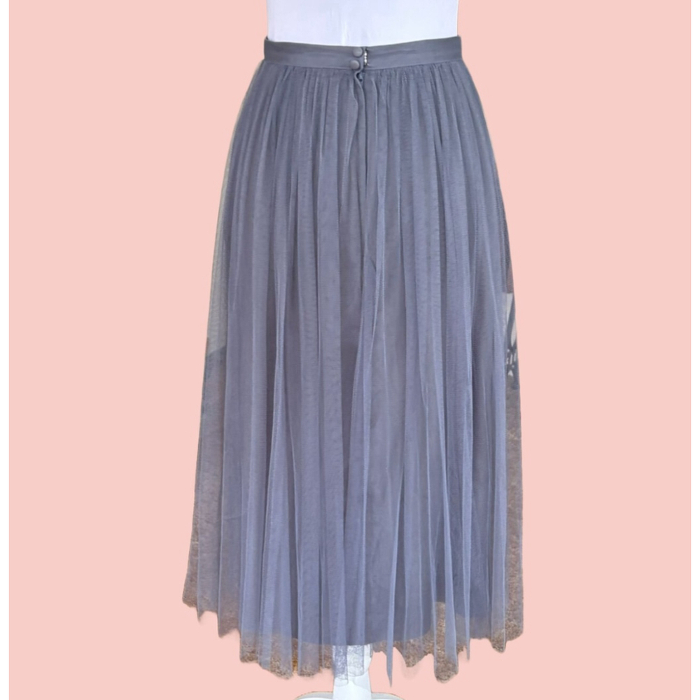 Jenny Yoo Gray Tulle Midi Skirt Size 0 - Picture 4 of 7